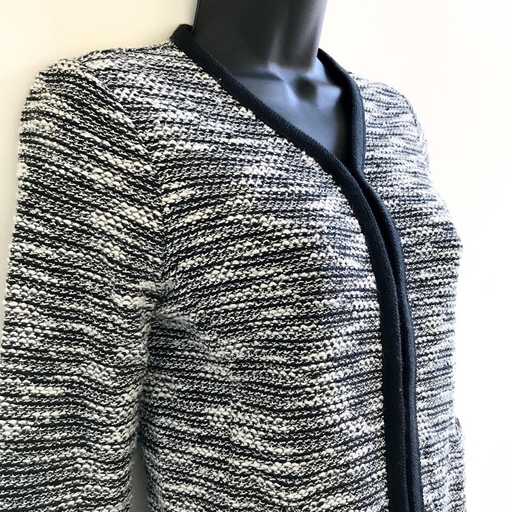 J Crew black & white marled button front cardigan sweater size XXS